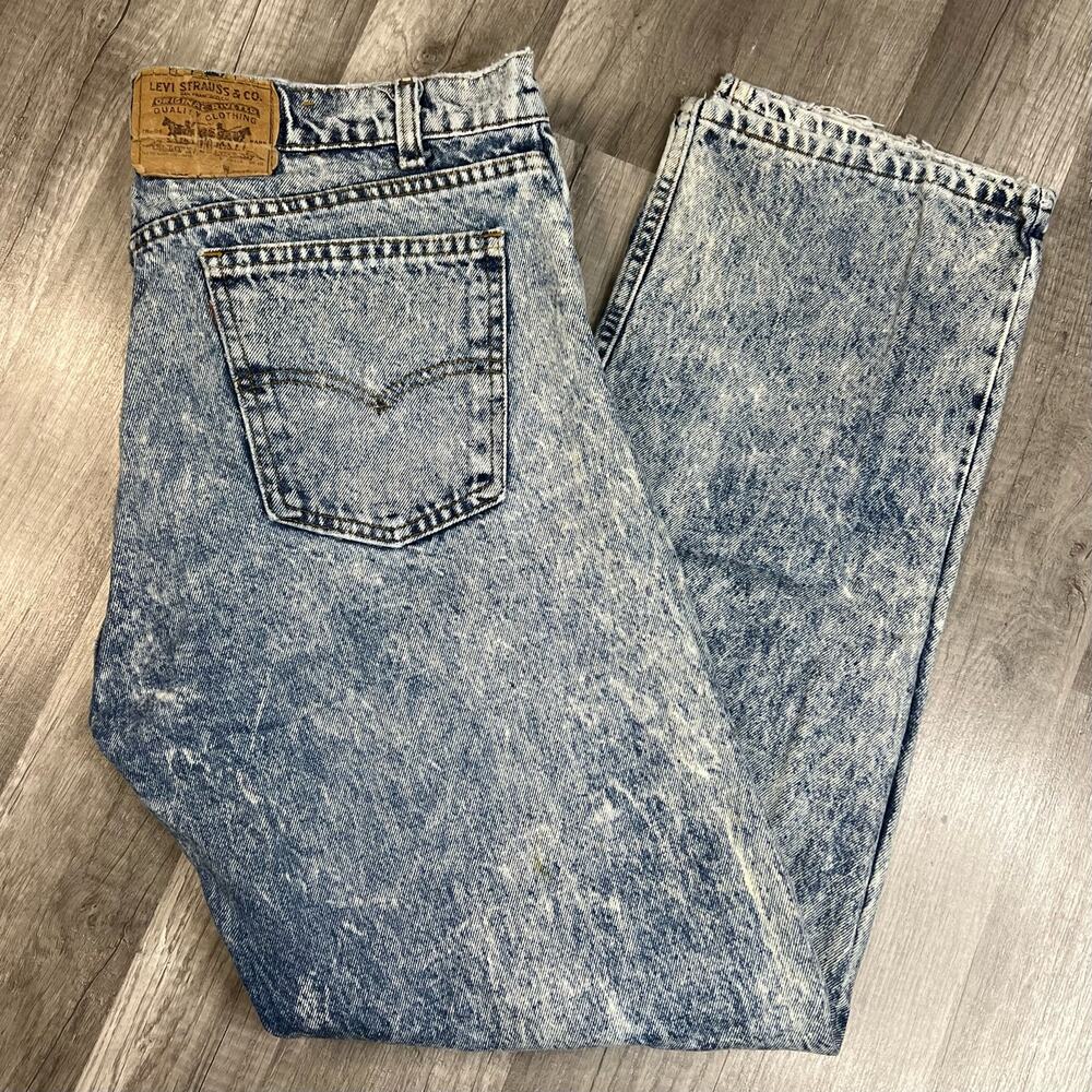 Vintage Levis Acid Wash Distress Jeans 37.5"X30 1/2